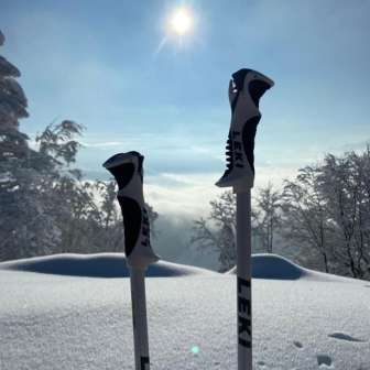 Poles with powder snow