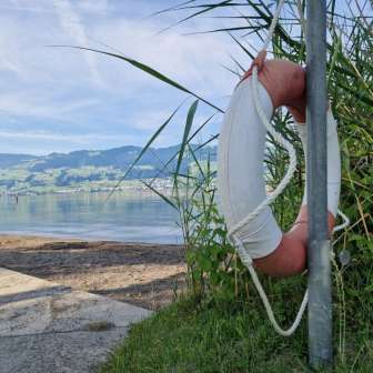 Rettungsreifen direkt beim Zugang zum See