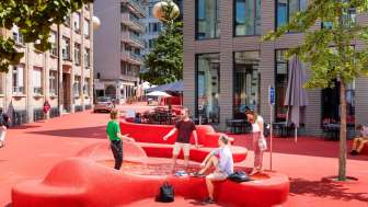 Brunnen beim roten Platz in St.Gallen