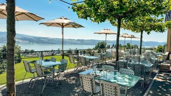 Sonnige Terrasse des Restaurant Landliebe Frohberg