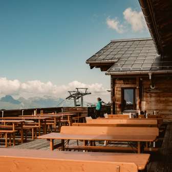 Sun terrace at Sareis mountain restaurant