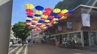 Schirmstrasse Vaduz in front of the Liechtenstein Center