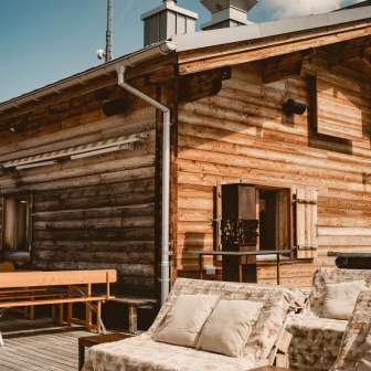 Sun terrace at Sareis mountain restaurant