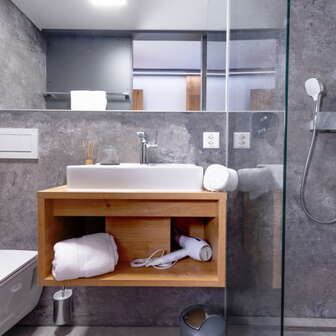 Badezimmer im Landhaus Boutique Motel
